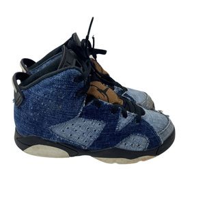NIKE AIR JORDAN 6 RETRO WASHED DENIM PS Blue - Kids Sneakers Size 13C